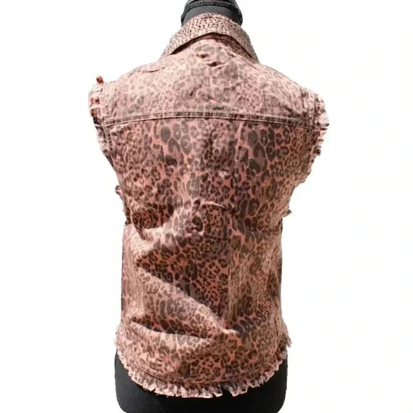 NWT English Rose Women's Animal Print Sleeveless Vest Beaded Collar Size S/M - Picture 3 of 4